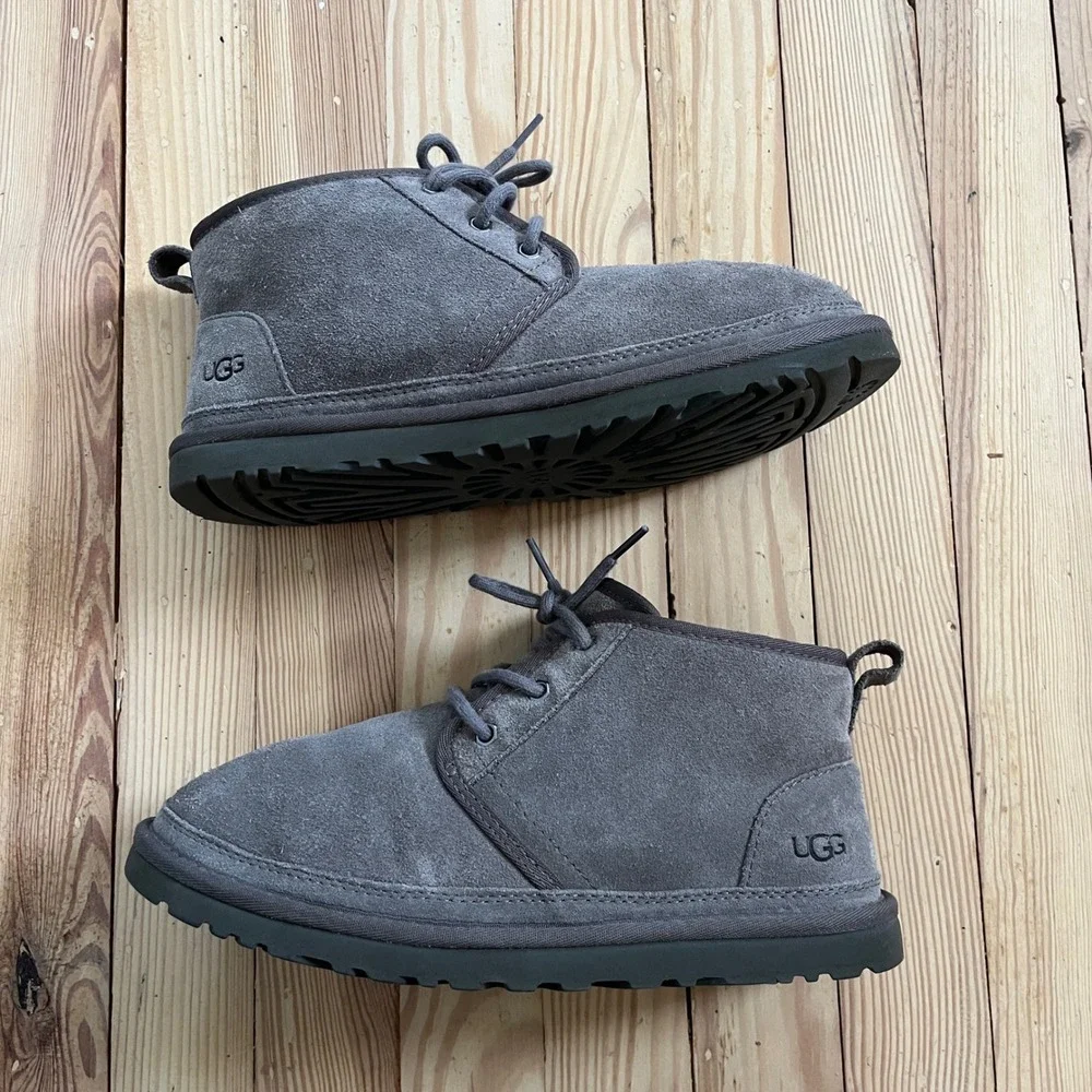 UGG Neumel Grey Suede Sheepskin Lined Chukka Boots Mens 9 comfort casual shoe